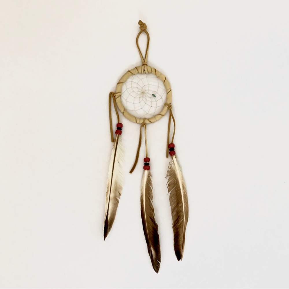 Beaded Dream Catcher with Turquoise and Feathers